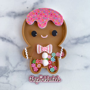 Pink Frosted Gingerbread Man Shaker