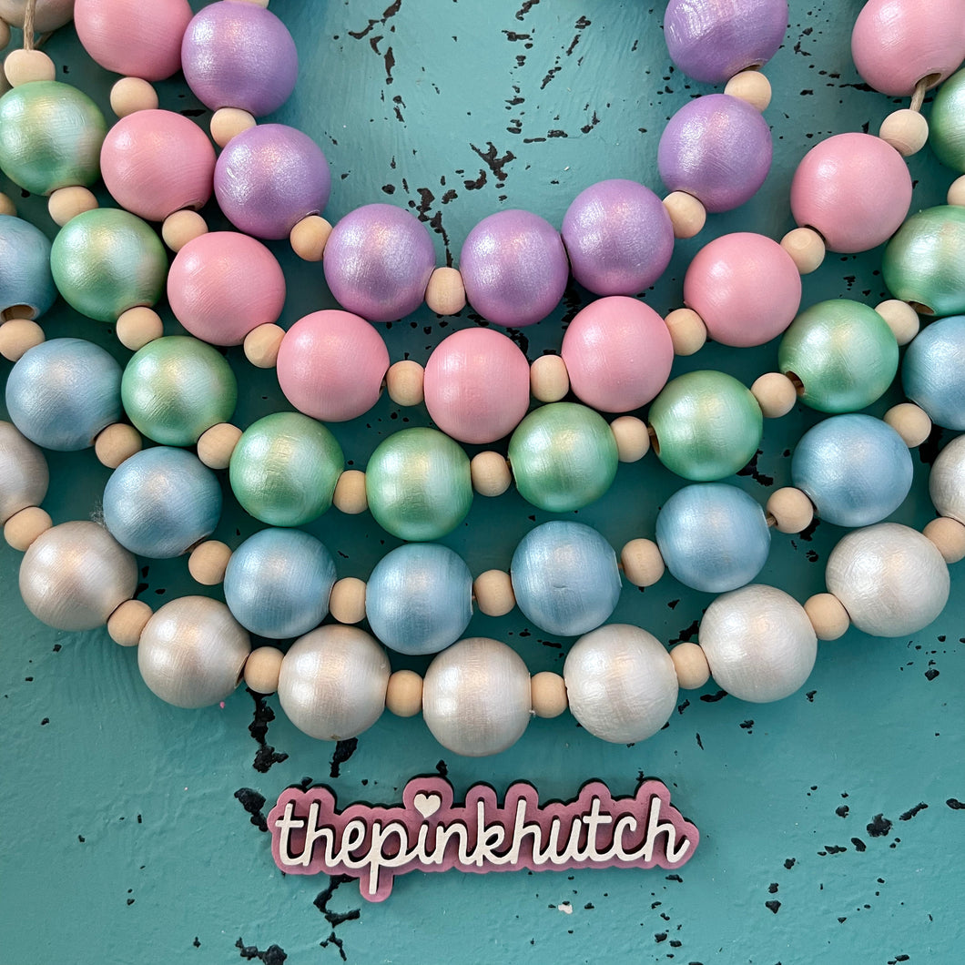 Shimmery Pearl Wood Bead Garland