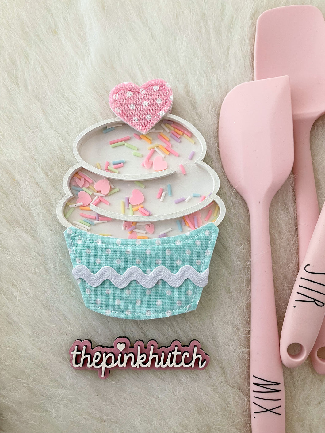 Cupcake Shaker - Robin Blue Polka Dot