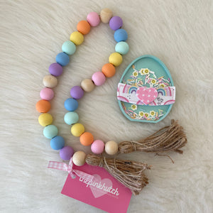 Pastel Rainbow Wood Bead Garland