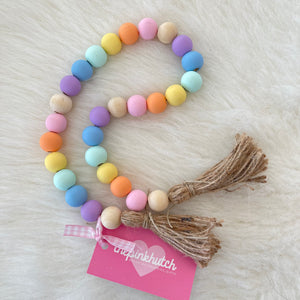 Pastel Rainbow Wood Bead Garland