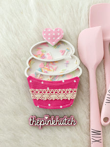 Cupcake Shaker - Magenta Polka Dot